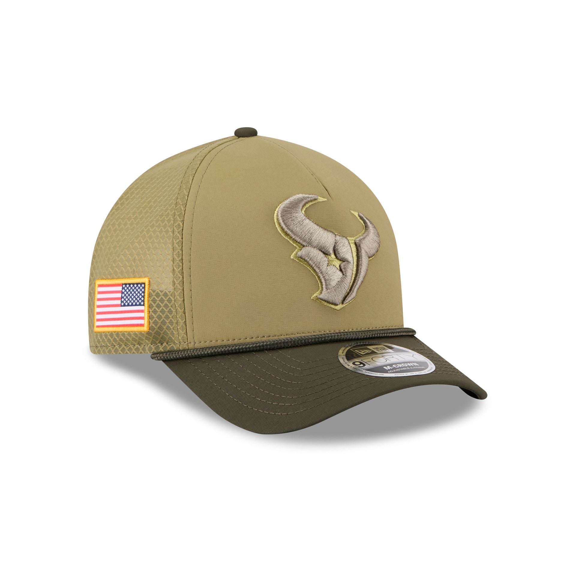 Houston Texans 2025 Salute to Service 9FORTY M-Crown A-Frame Trucker Hat