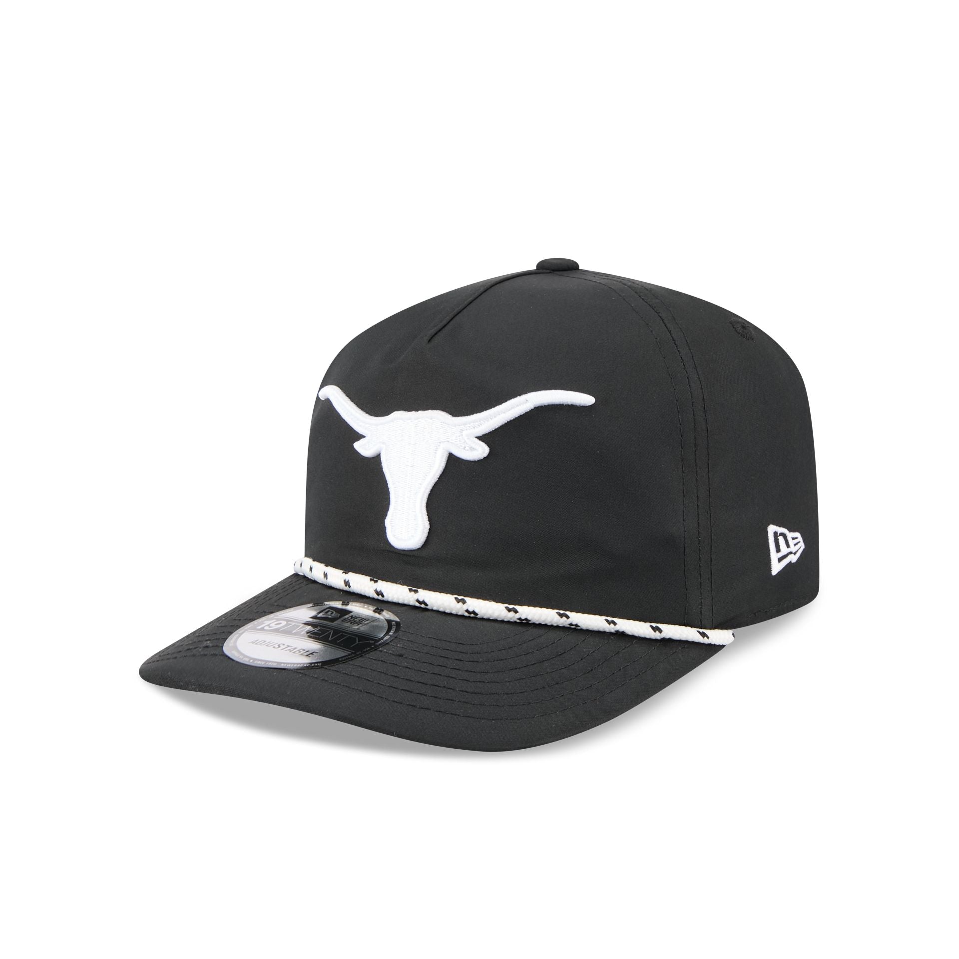 Texas Longhorns Black and White Rope 19TWENTY Snapback Hat