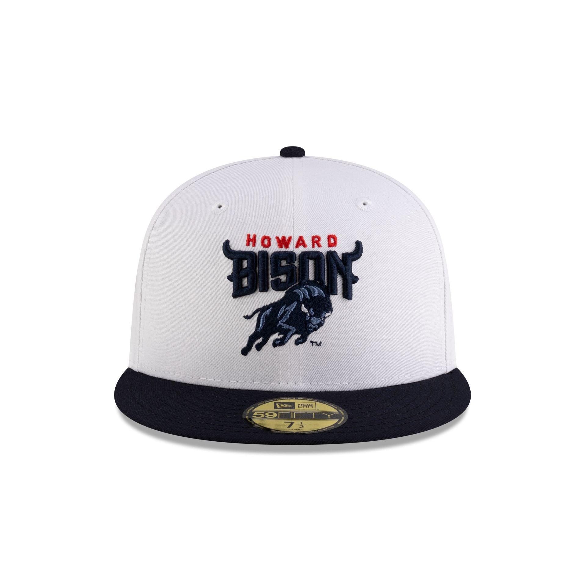 Howard Bison White Navy 59FIFTY Fitted Hat - Image 2