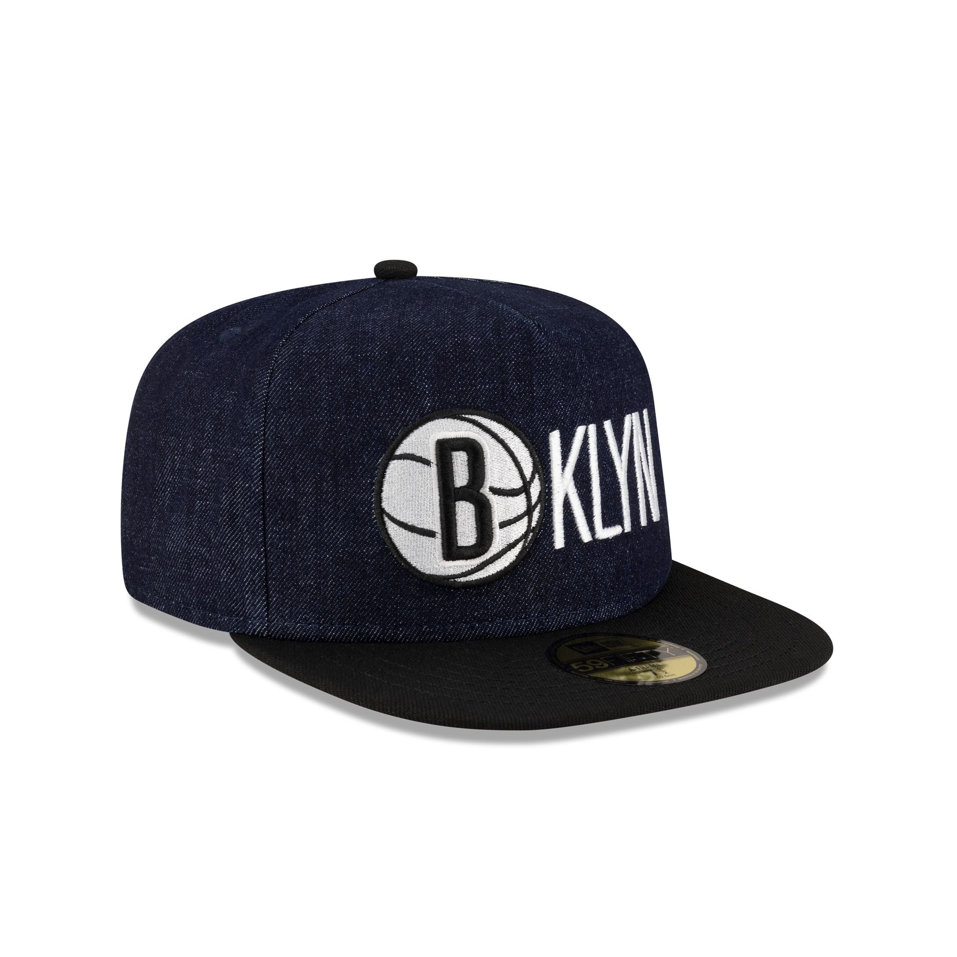 Brooklyn Nets Navy Denim 59FIFTY A-Frame Fitted Hat - Image 3