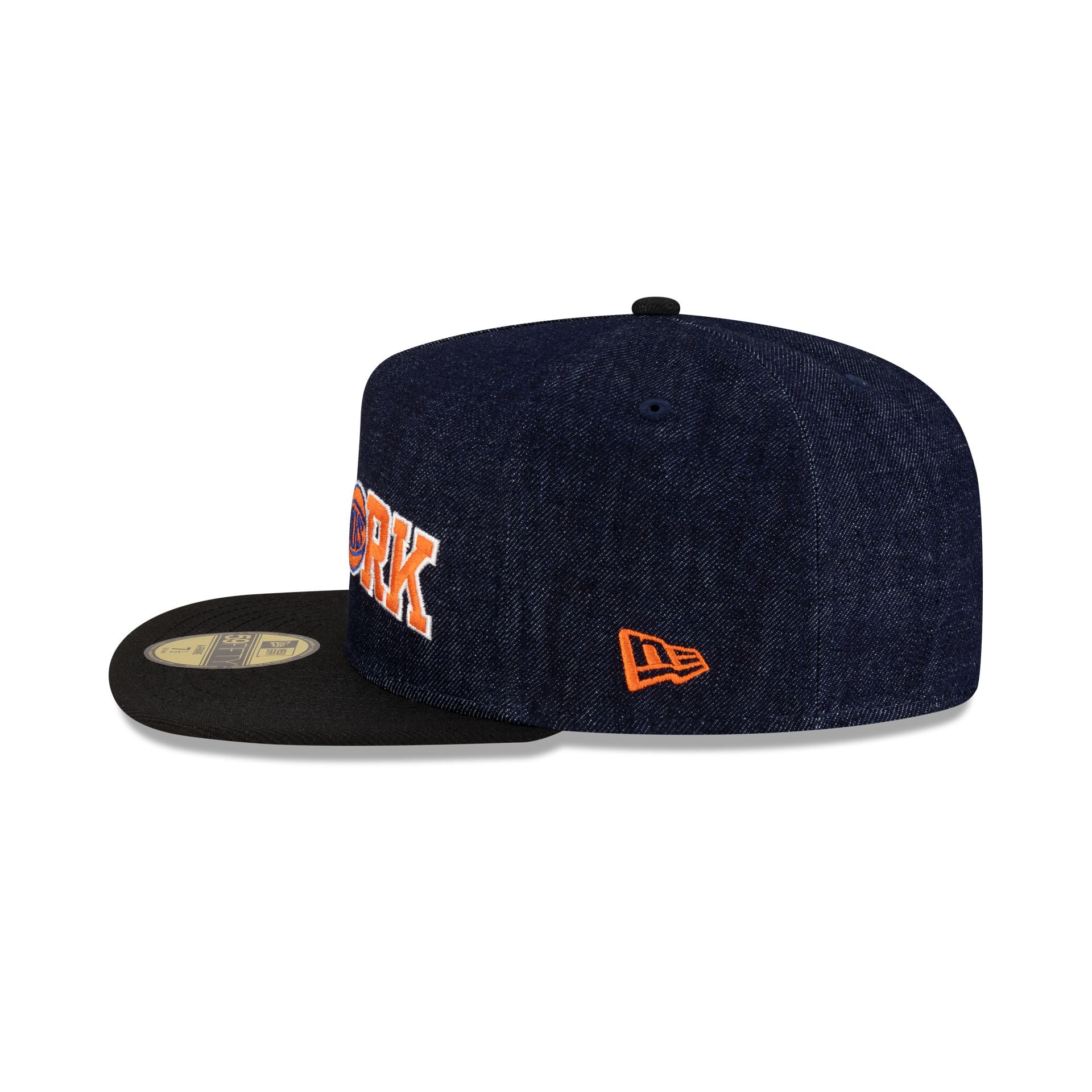 New York Knicks Navy Denim 59FIFTY A-Frame Fitted Hat - Image 4