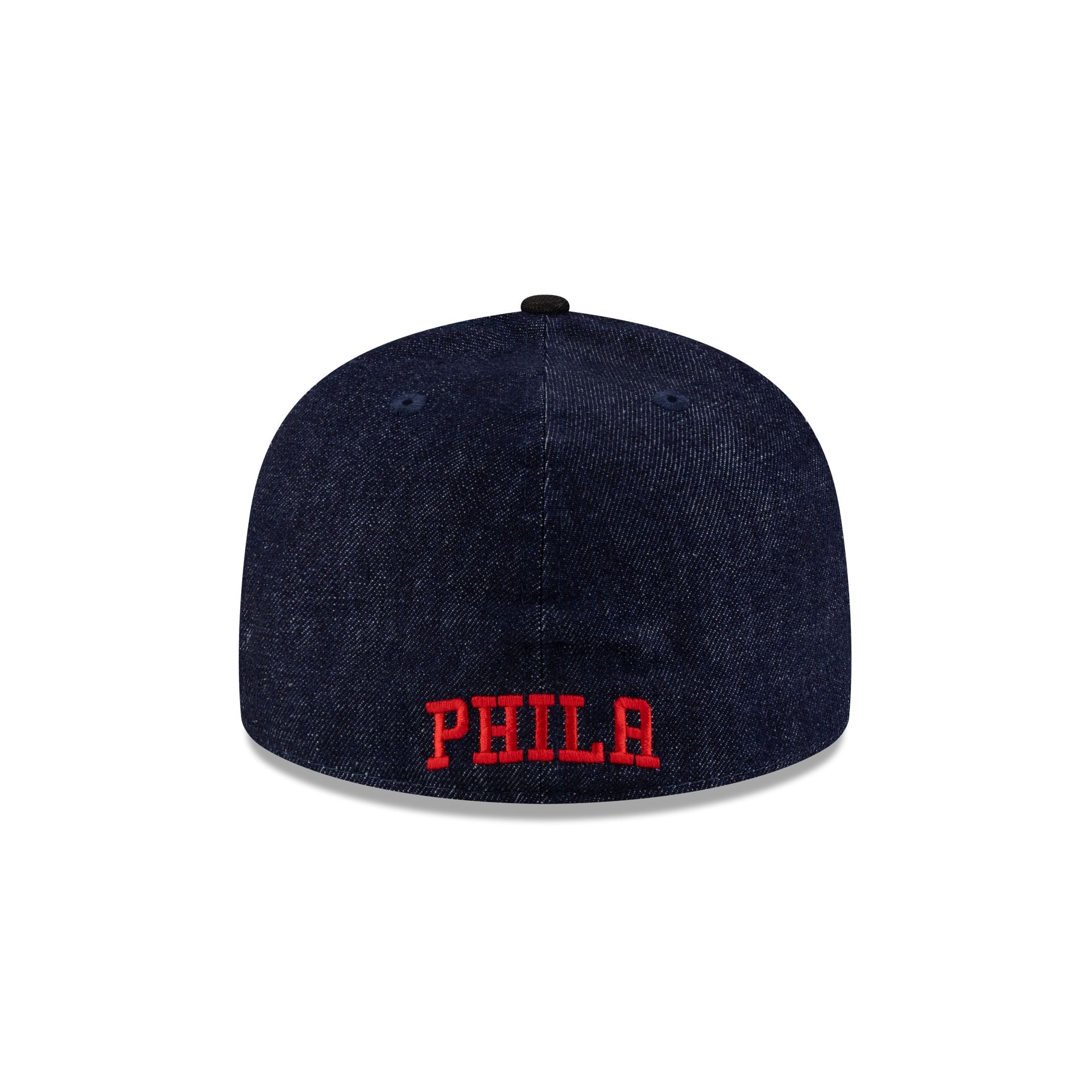 Philadelphia 76ers Navy Denim 59FIFTY A-Frame Fitted Hat - Image 6