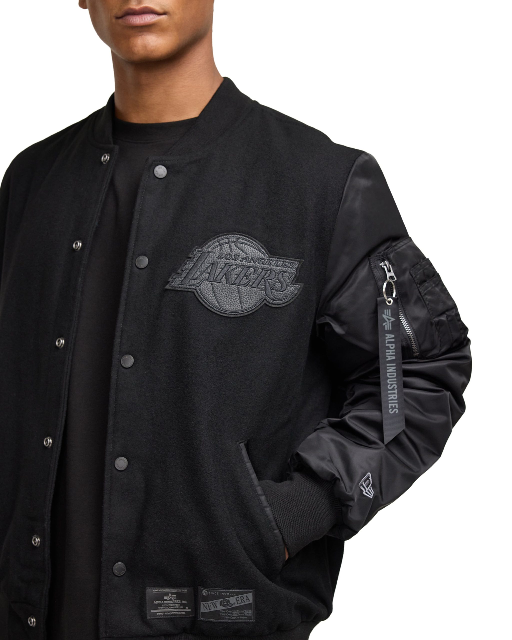 Alpha Industries x Los Angeles Lakers MA-1 Wool Varsity Jacket Black - Image 4